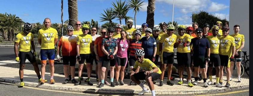 A large group of cyclists at Maurice Burton's annual Lanzarote Training Camp