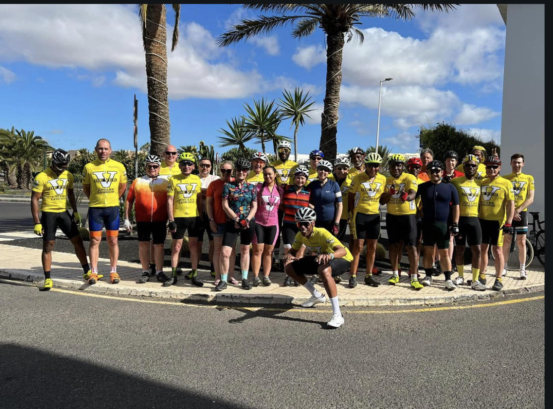 A large group of cyclists at Maurice Burton's annual Lanzarote Training Camp