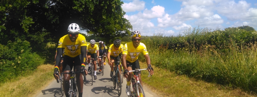 Deam De Ver cyclists on a country lane route to Brighton