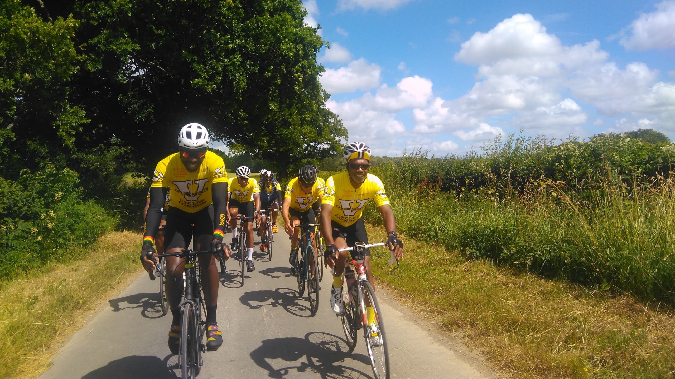 Deam De Ver cyclists on a country lane route to Brighton