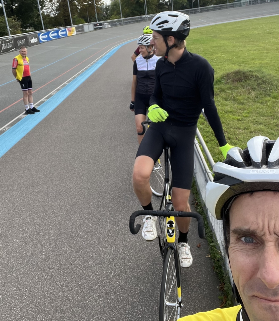 Riders lined up at the track